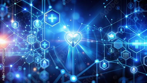 Modern Medical & Health Innovation: Blue Bokeh Background Stock Photo