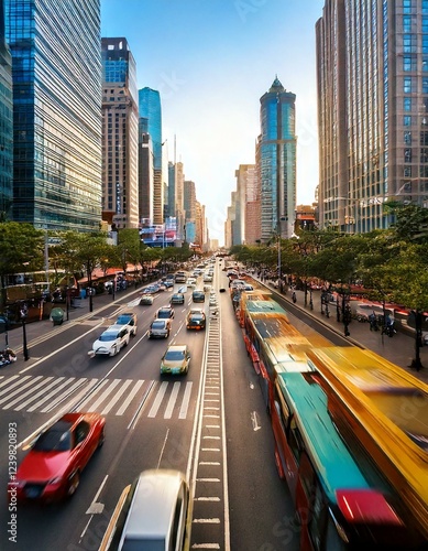 street with colorful commute vehicles  photo