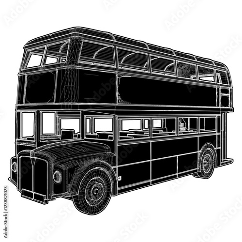 Double Decker Bus Vector. Omnibus Two Decker Illustration Isolated On White Background.