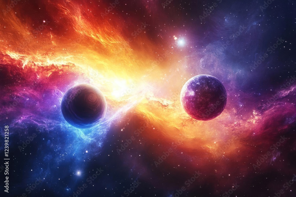 cosmic nebula swirls with mysterious planets and ethereal light effects cosmic nebula swirls with mysterious planets and ethereal light effects