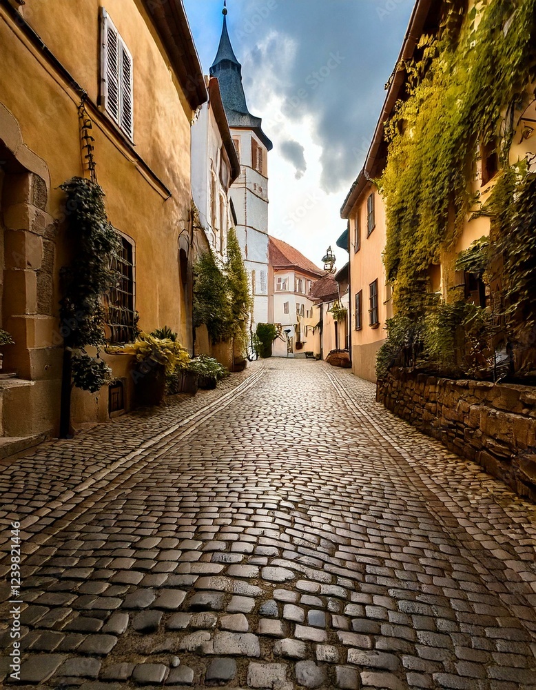 Fototapeta premium street in an old European village 