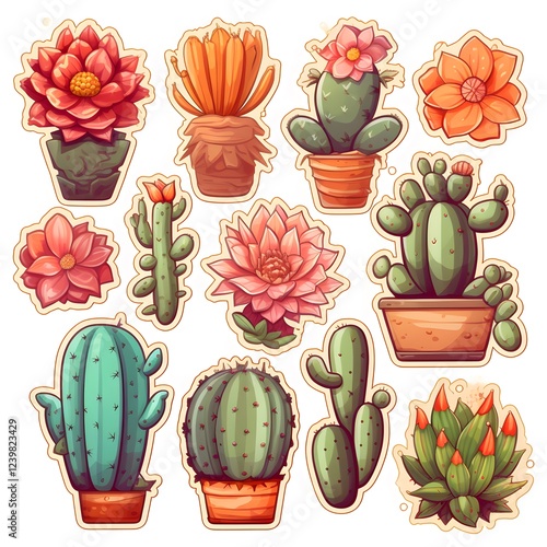 Illustrated Collection of Cacti and Succulents photo