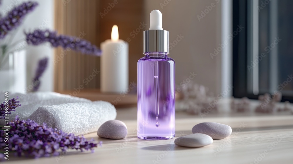 Lavender oil bottle spa serenity, calming, wellness Lavender oil bottle spa serenity, calming, wellness