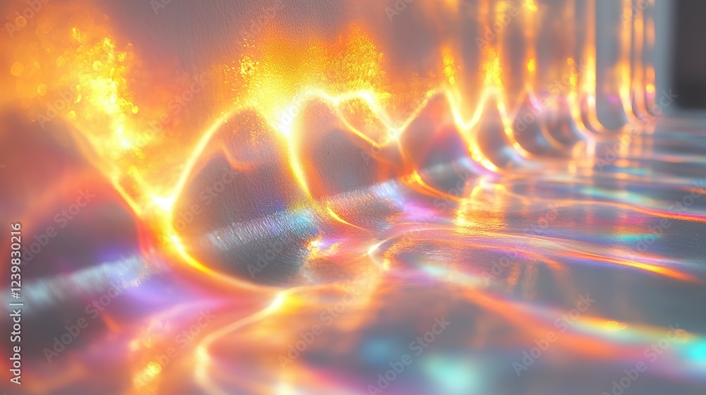 Obraz premium Abstract Iridescent Waves of Light and Fire