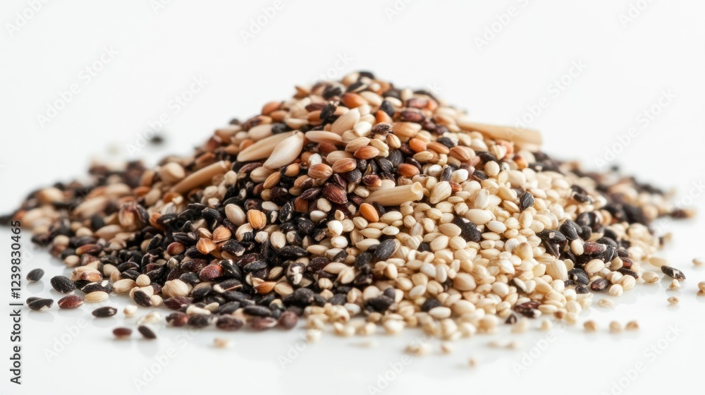 Sesame seeds mix, studio shot, white background, healthy food ingredient Sesame seeds mix, studio shot, white background, healthy food ingredient