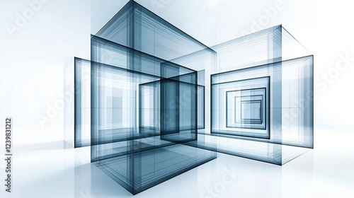 Abstract glass cubes  modern design  white background  depth illusion  website banner
