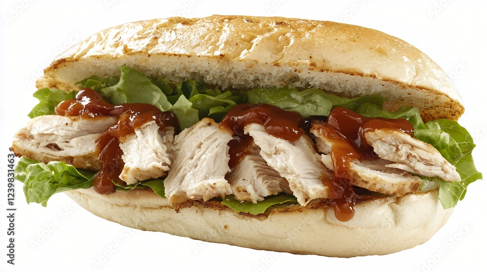 BBQ Chicken Sandwich, close-up, food photography, restaurant menu BBQ Chicken Sandwich, close-up, food photography, restaurant menu