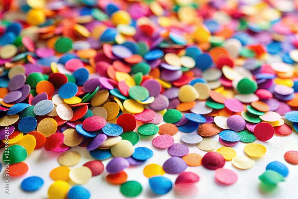Paper Confetti Scattered on White Surface in Macro Photography Paper Confetti Scattered on White Surface in Macro Photography