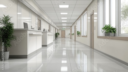 Modern Hospital Corridor Interior Design: Clean, Bright, and Serene