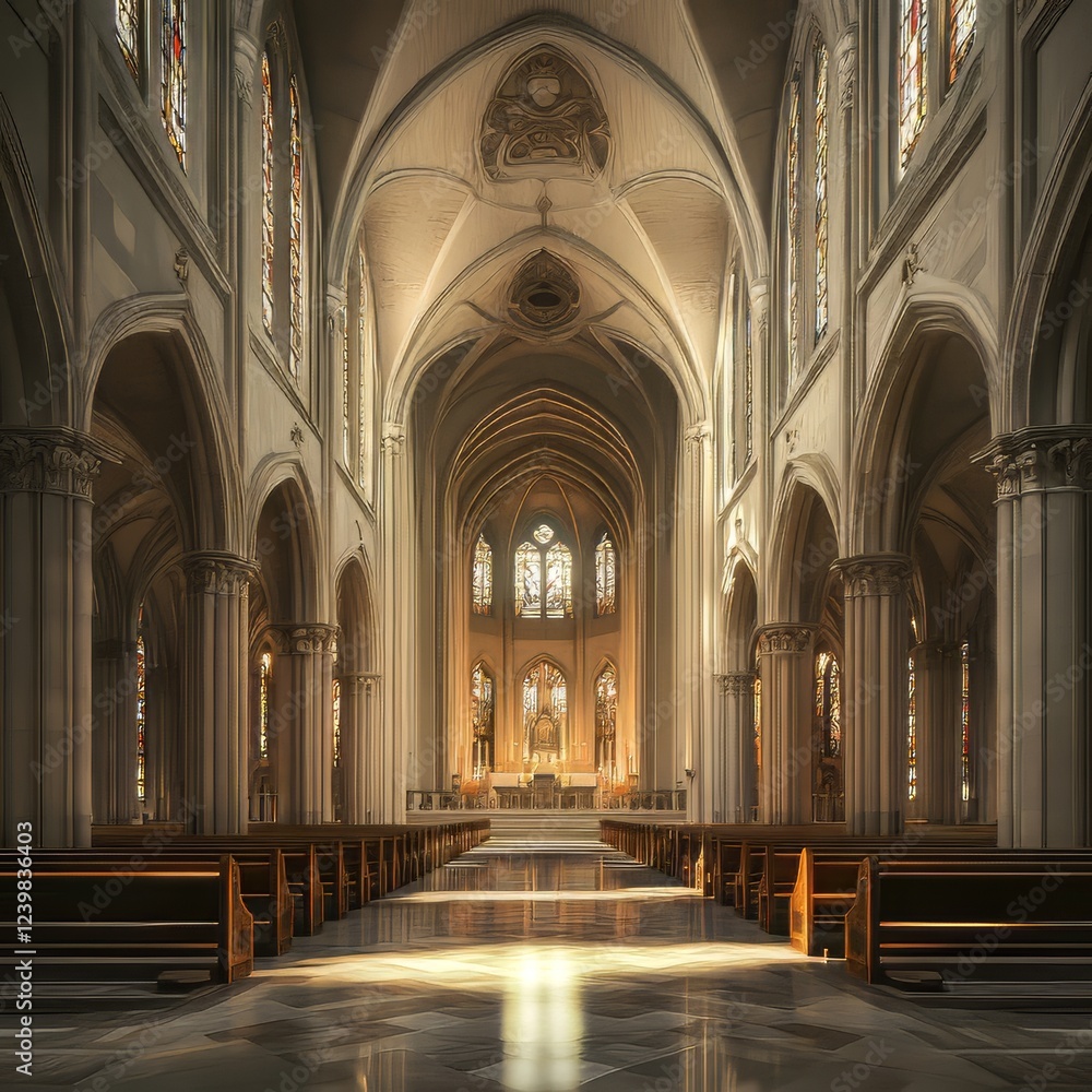 Obraz premium Sunlit cathedral interior