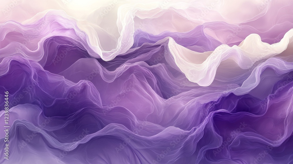 Obraz premium Abstract Purple and White Wave Landscape