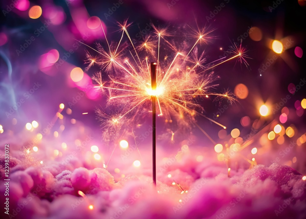 Obraz premium Pink Mist Sparkler Ignites Night Sky