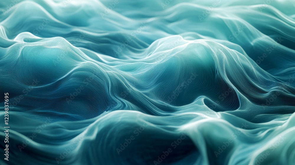 Abstract Teal Wave Landscape Digital Art Abstract Teal Wave Landscape Digital Art