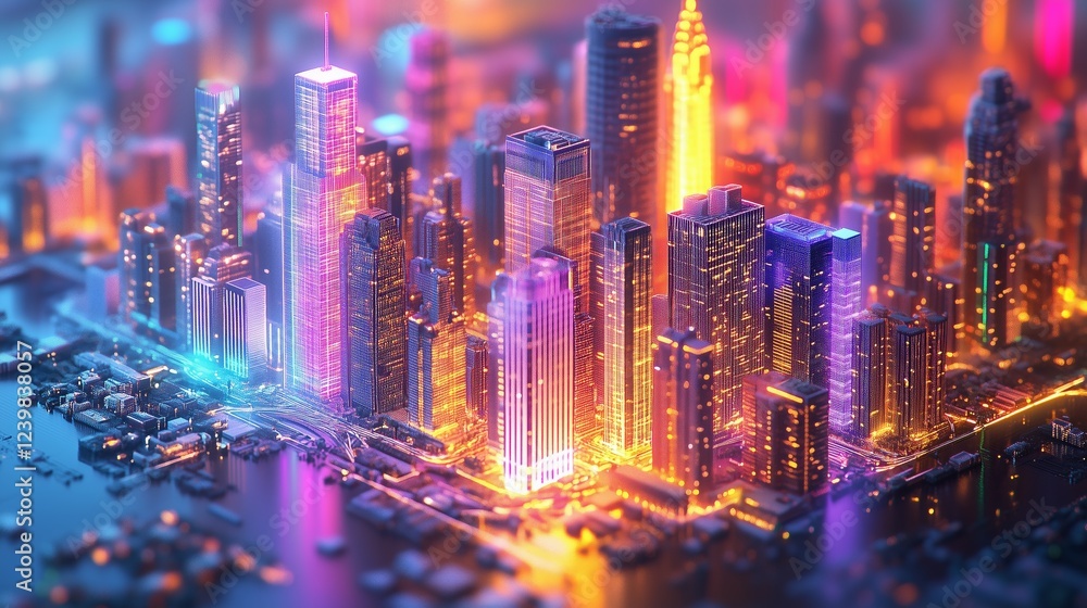 Neon urban night view Neon urban night view
