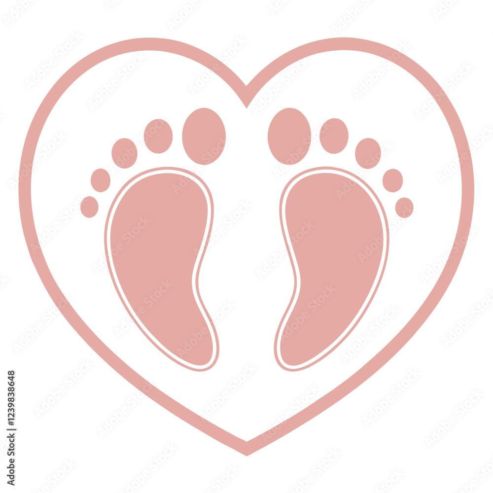 Baby feet heart silhouette icon vector illustration design on white background.