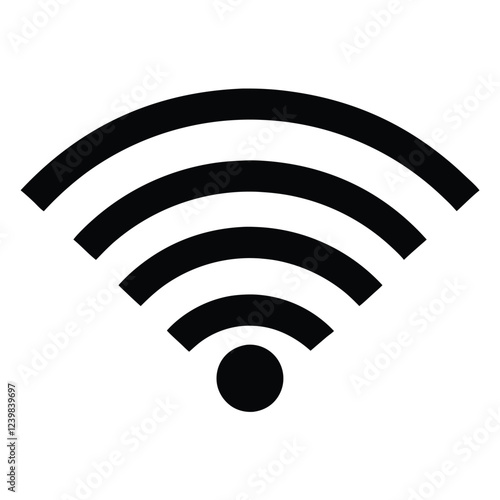 Black and White Wireless Signal Icon – Wi-Fi Connectivity Symbol Representing Internet Access, Network Communication, Digital Connection, and Modern Technology for Wireless Data Transmission