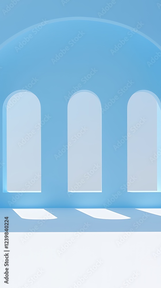 Serene Blue Minimalist Architecture: Abstract Interior Design with Subtle Light and Shadow Play Serene Blue Minimalist Architecture: Abstract Interior Design with Subtle Light and Shadow Play