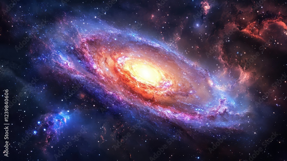 Stunning View of a Spiral Galaxy with Vibrant Colors and Stars Captivating the Cosmic Landscape in Deep Space Imagery Stunning View of a Spiral Galaxy with Vibrant Colors and Stars Captivating the Cosmic Landscape in Deep Space Imagery