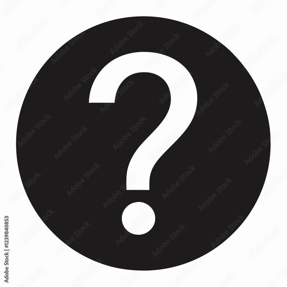Black Question Mark Icon in a Circular Silhouette – Vector Illustration Symbolizing Help, Inquiry, Uncertainty, FAQs, Support, and Assistance, Perfect for Web, UI Design, Customer Service, and Graphic Black Question Mark Icon in a Circular Silhouette – Vector Illustration Symbolizing Help, Inquiry, Uncertainty, FAQs, Support, and Assistance, Perfect for Web, UI Design, Customer Service, and Graphic