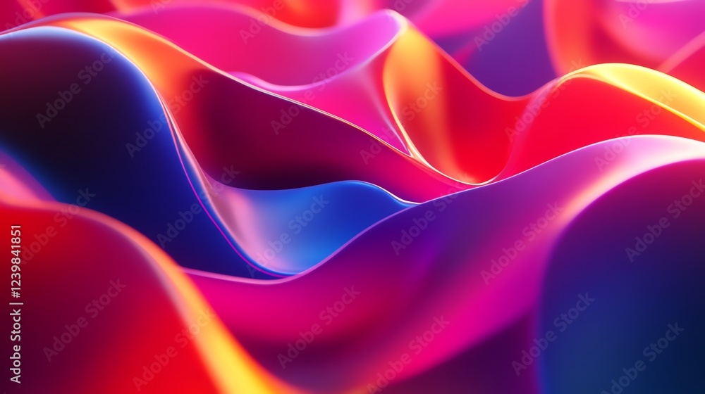 Obraz premium Colorful Flowing Fabric Creates an Abstract Wave Pattern in Vibrant Hues Showcasing Texture and Movement