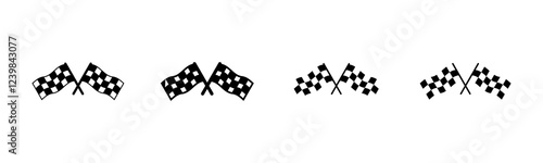 Race flag icon vector isolated on white background. Competition sport flag line vector icon. Racing flag. Start finish flag. Checkered. Start