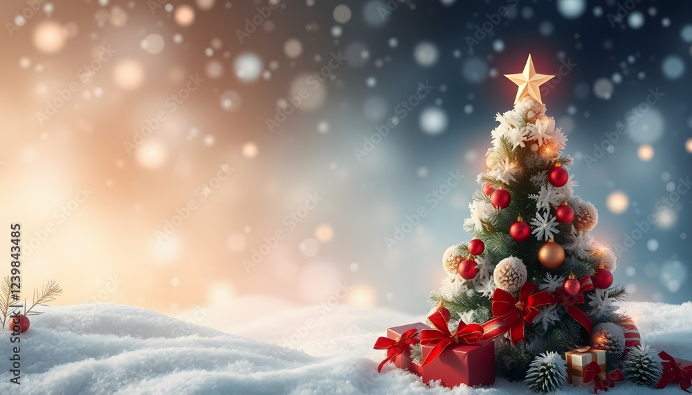 Christmas holiday background or template for a greeting card or banner with copy space for a text, dreamy atmosphere. isolated with white shades Christmas holiday background or template for a greeting card or banner with copy space for a text, dreamy atmosphere. isolated with white shades