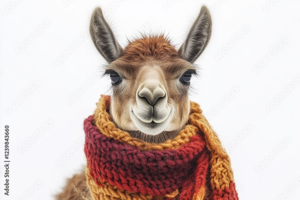A Smiling Llama Wearing a Warm Knit Scarf A Smiling Llama Wearing a Warm Knit Scarf