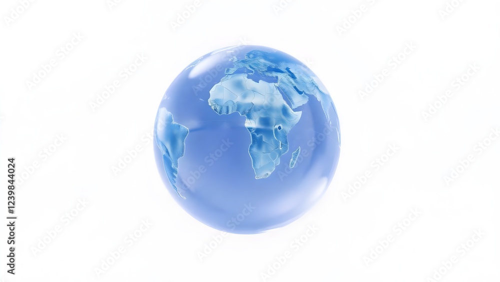 Dreamy Blue Globe, the Conceptual Illustration for Global Themes, Soft Blue Earth with Textured Continents and Clouds,Abstract Earth Globe,Creative Planet Design,Stylized Blue Earth on white backgroun Dreamy Blue Globe, the Conceptual Illustration for Global Themes, Soft Blue Earth with Textured Continents and Clouds,Abstract Earth Globe,Creative Planet Design,Stylized Blue Earth on white backgroun