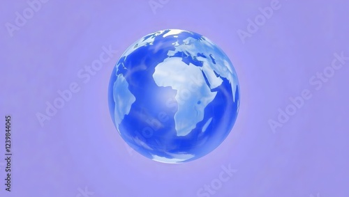 Dreamy Blue Globe, the Conceptual Illustration for Global Themes, Soft Blue Earth with Textured Continents and Clouds,Abstract Earth Globe,Creative Planet Design,Stylized Blue Earth