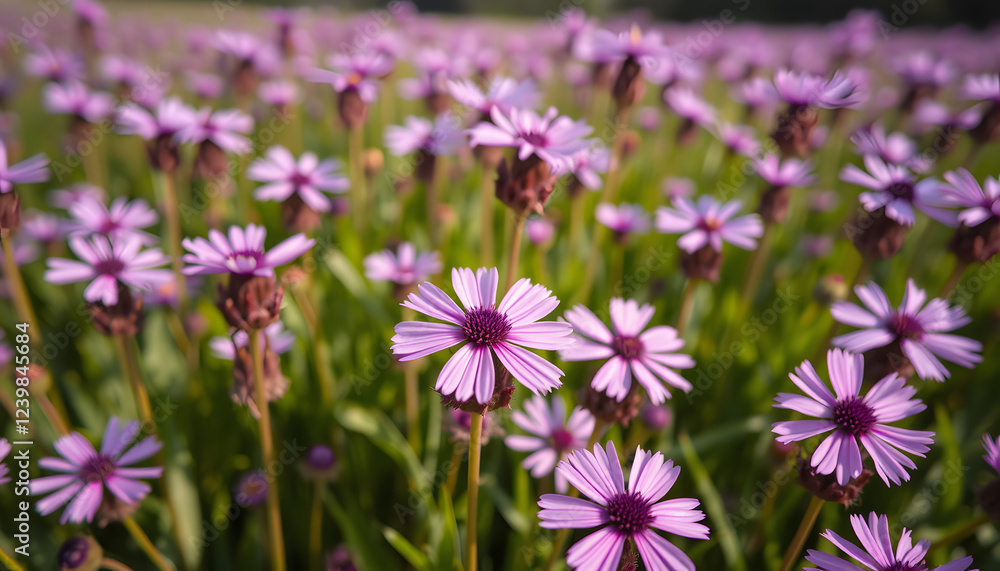 field of purple flowers, sticker style. isolated with white shades field of purple flowers, sticker style. isolated with white shades