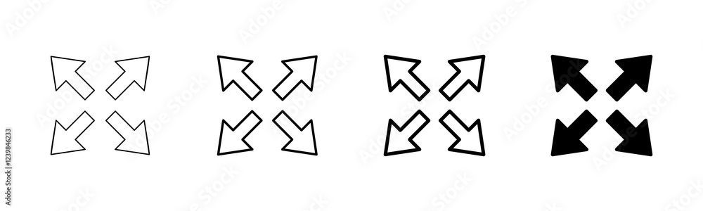 Fullscreen Icon vector isolated on white background. Expand to full screen icon. Fullscreen sign icon. Arrows symbol