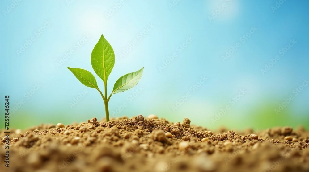 Fototapeta premium A Sapling Sprouts From Soil.