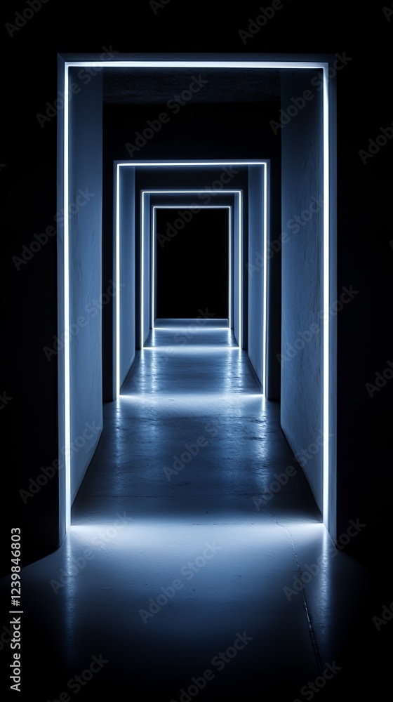Neon Corridor: A Journey into the Blue Luminescence Neon Corridor: A Journey into the Blue Luminescence