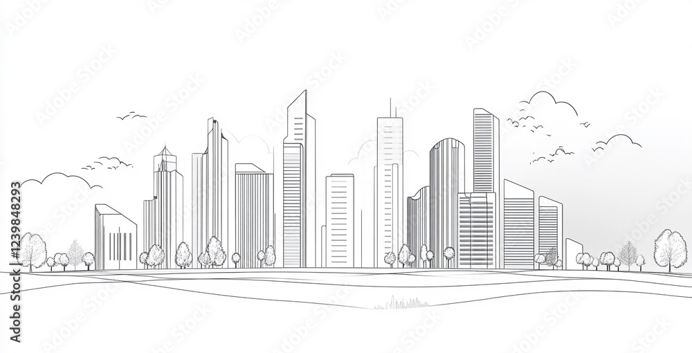Obraz premium Building with a line drawing