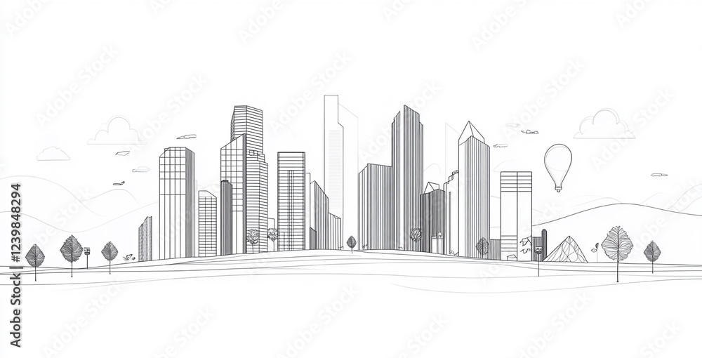 Fototapeta premium Building with a line drawing