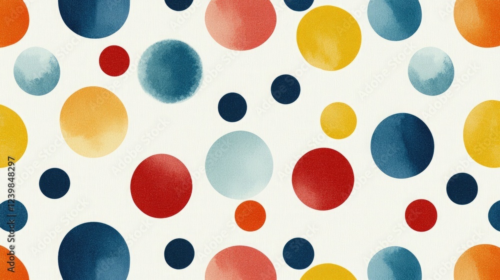 Fototapeta premium A vibrant, playful pattern featuring colorful circles on a light background, perfect for design projects and artistic inspiration.