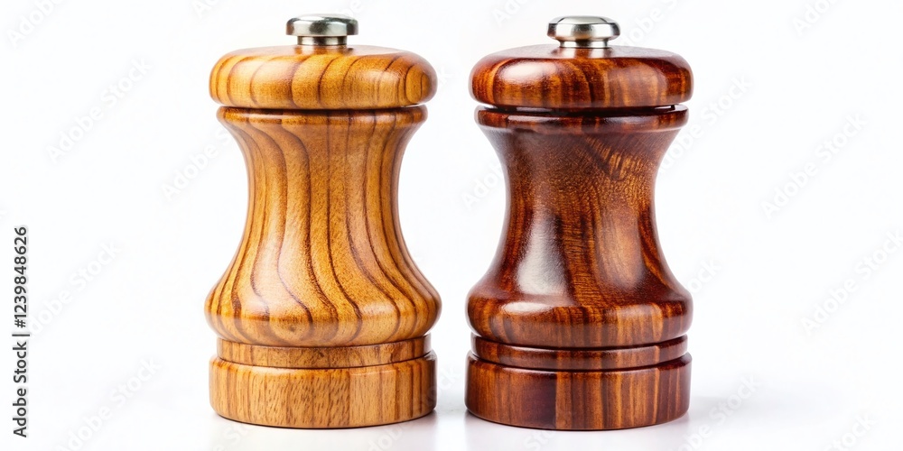 Salt and Pepper Grinder Pair, Kitchen Spice Set, Isolated on White, High Depth of Field Salt and Pepper Grinder Pair, Kitchen Spice Set, Isolated on White, High Depth of Field