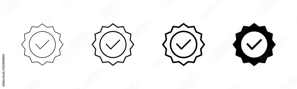 Approved icon vector isolated on white background. Certified Medal Icon vector. check mark Approved icon vector isolated on white background. Certified Medal Icon vector. check mark