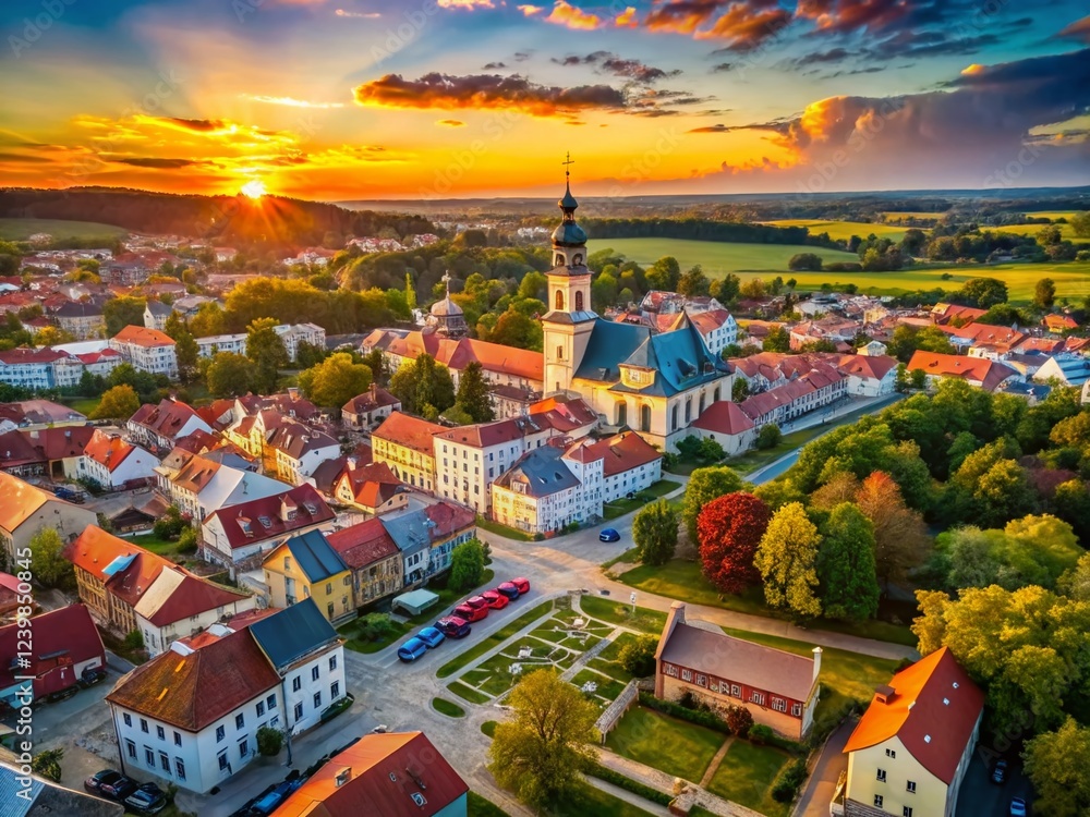 Obraz premium Sedziszow Malopolski Aerial View: Drone Photography of Historic Polish Town