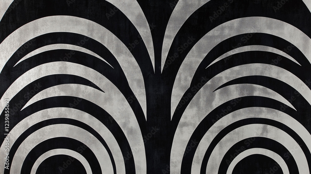 Obraz premium Modern Dark Gold Wallpaper Design Featuring Geometric Curves and Lines for Stylish Interiors. Generative AI
