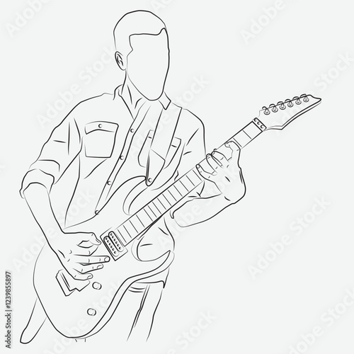 Man playing guitar - vector sketch