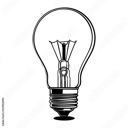 light bulb portrait sketch engraving black and white outline. Scratch board imitation.
