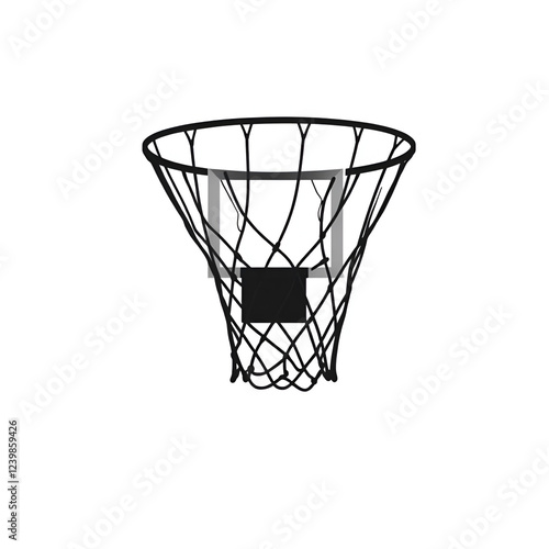 Basketball hoop and net vector silhouette isolated on white background. Equipment for basket ball court. photo