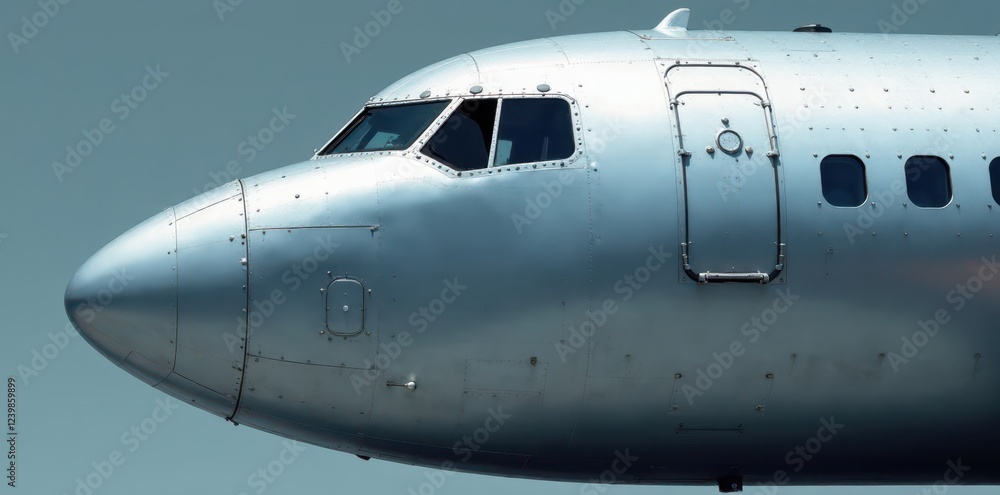 Aircraft fuselage with metallic silver finish and rivet patterns, aviation, fuselage, silver metal texture Aircraft fuselage with metallic silver finish and rivet patterns, aviation, fuselage, silver metal texture
