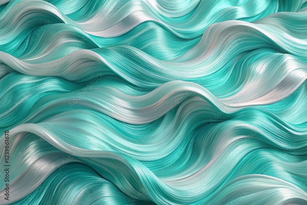 Fototapeta premium Soft Pastel Turquoise Grey Abstract Wavy Background with Copy Space