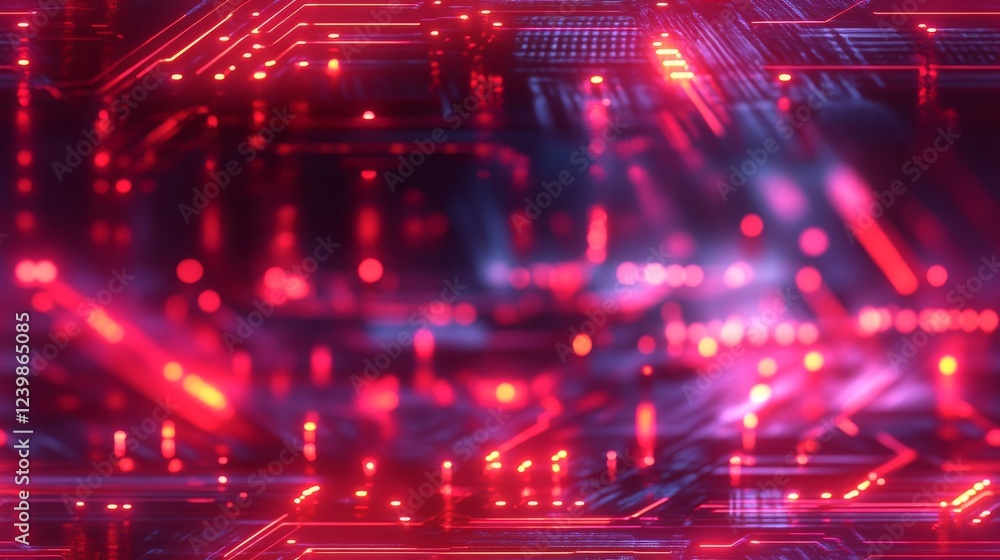 Abstract Red Circuit Board Glowing Lights Technology Abstract Red Circuit Board Glowing Lights Technology