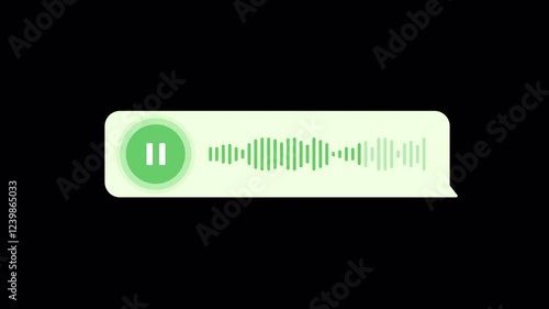 Pack of 5 Audio Wave Voice Message Sound. Received and sent talking messages for dark and light mode with play pause button and waveform sound effect | Transparent Background | 4K UHD ProRes 4444