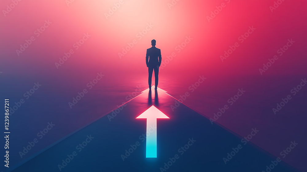 Empowering journey forward a businessman stands at a turning point in a futuristic urban landscape Empowering journey forward a businessman stands at a turning point in a futuristic urban landscape