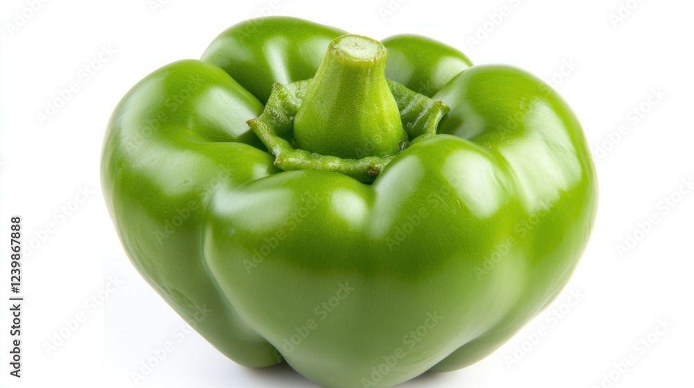 Single Green Bell Pepper on White Background Single Green Bell Pepper on White Background