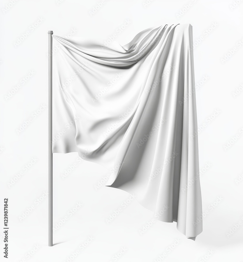 Draped white fabric on a pole, blank template. Draped white fabric on a pole, blank template.